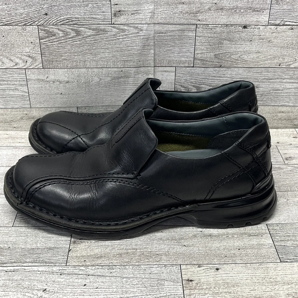 Clarks Escalade Step Black Leather Slip On Loafer Shoes Men Size‎ 8M